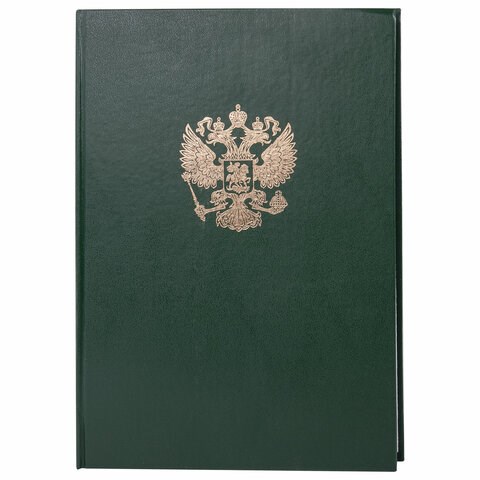Книга учета 96 л., клетка, твердая, бумвинил, офсет, герб, А4 (200х290 мм), BRAUBERG, зеленая, 130277 130277 - фото 324822