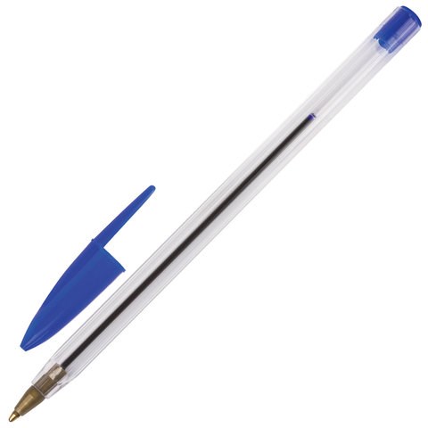Ручка шариковая STAFF Basic BP-01, письмо 750 метров, СИНЯЯ, длина корпуса 14 см, линия письма 0,5 мм, 141672 141672 - фото 324993