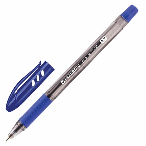 Ручка шариковая масляная BRAUBERG Black Tone, СИНЯЯ, корпус тонированный, узел 0,7 мм, линия письма 0,35 мм, 142951 142951 - фото 325177