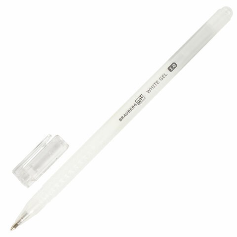Ручка гелевая BRAUBERG Art Classic, БЕЛАЯ, корпус тонированный белый, узел 1мм, линия 0,5мм, 143418 143418 - фото 325252