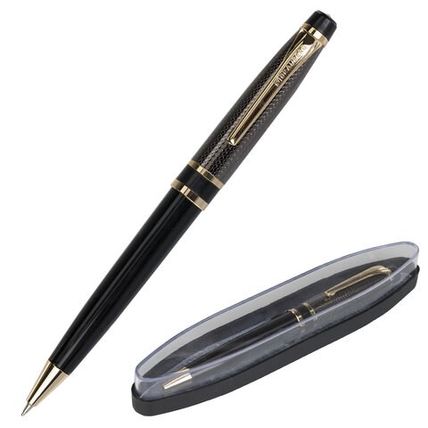Ручка подарочная шариковая BRAUBERG Sonata, СИНЯЯ, корпус золотистый с черным, линия письма 0,5 мм, 143483 143483 - фото 325291
