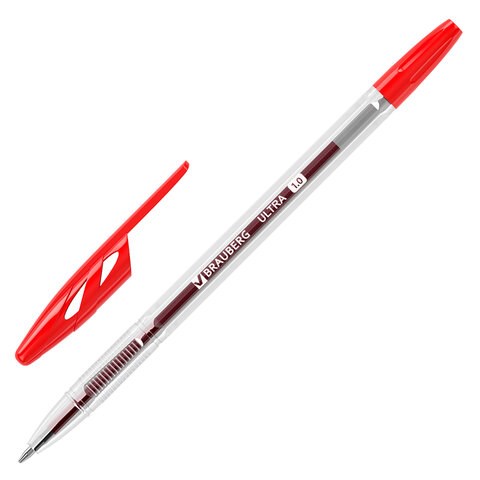 Ручка шариковая BRAUBERG ULTRA, КРАСНАЯ, узел 1 мм, чернила ГЕРМАНИЯ, наконечник ШВЕЙЦАРИЯ, 143560 143560 - фото 325330