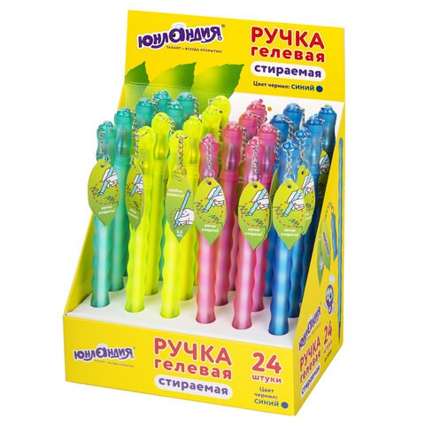 Ручка стираемая гелевая ЮНЛАНДИЯ Горошек, СИНЯЯ, прорезиненный корпус ассорти, линия письма 0,35 мм, 143669 143669 - фото 325360