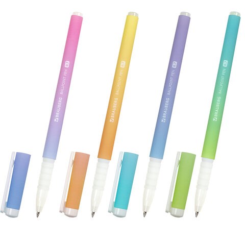 Ручка шариковая BRAUBERG SOFT TOUCH GRIP GRADE PASTEL, СИНЯЯ, мягкое покрытие, ассорти, узел 0,7 мм, 143711 143711 - фото 325384