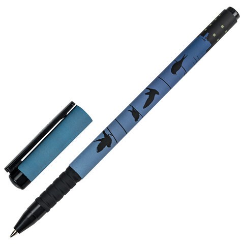 Ручка шариковая BRAUBERG SOFT TOUCH GRIP "NIGHT CITY", СИНЯЯ, мягкое покрытие, узел 0,7 мм, 143712 143712 - фото 325385