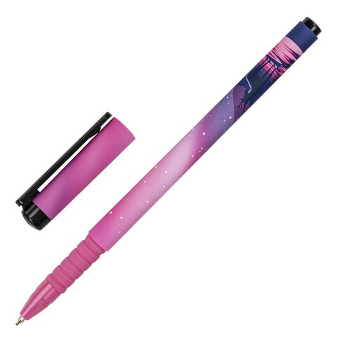 Ручка шариковая BRAUBERG SOFT TOUCH GRIP STARS, СИНЯЯ, мягкое покрытие, узел 0,7 мм, 143715 143715 - фото 325388