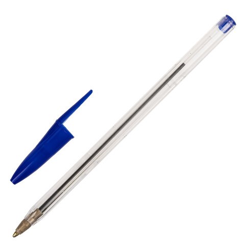 Ручка шариковая STAFF Basic Budget BP-02, письмо 500 м, СИНЯЯ, длина корпуса 13,5 см, линия письма 0,5 мм, 143758 143758 - фото 325421