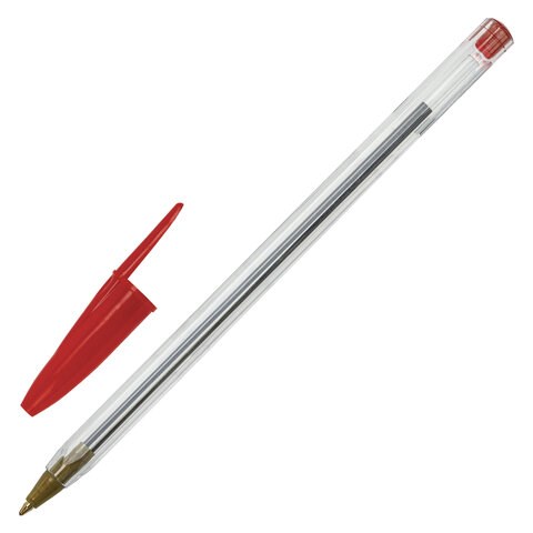 Ручка шариковая STAFF "Basic Budget BP-04", КРАСНАЯ, линия письма 0,5 мм, с штрихкодом, 143870 143870 - фото 325486