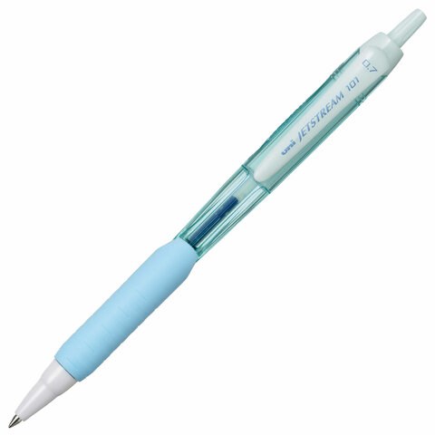 Ручка шариковая масляная автоматическая с грипом UNI "JetStream", СИНЯЯ, корпус бирюзовый, 0,35 мм, SXN-101FL AQUA 144111 - фото 325610