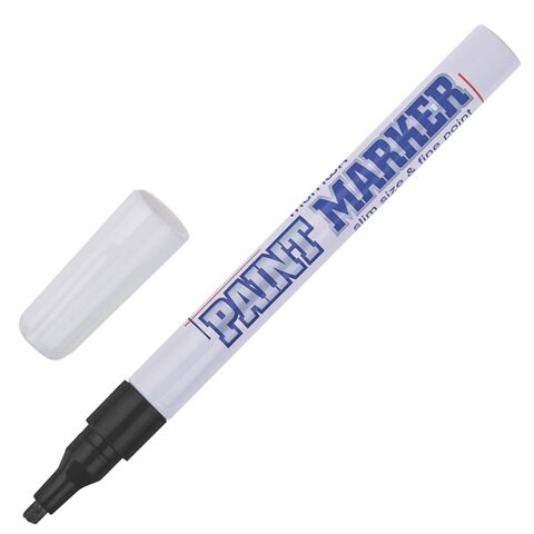 Маркер-краска лаковый (paint marker) MUNHWA "Slim", 2 мм, ЧЕРНЫЙ, нитро-основа, алюминиевый корпус, SPM-01 151469 - фото 325910