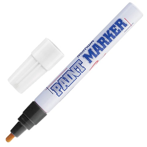 Маркер-краска лаковый (paint marker) MUNHWA, 4 мм, ЧЕРНЫЙ, нитро-основа, алюминиевый корпус, PM-01 151481 - фото 325915