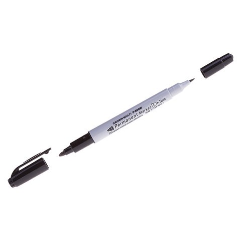 Маркер перманентный CROWN двусторонний Multi Marker Twin, ЧЕРНЫЙ, круглый, 2 мм / 1 мм, P-800W 151553 - фото 325951