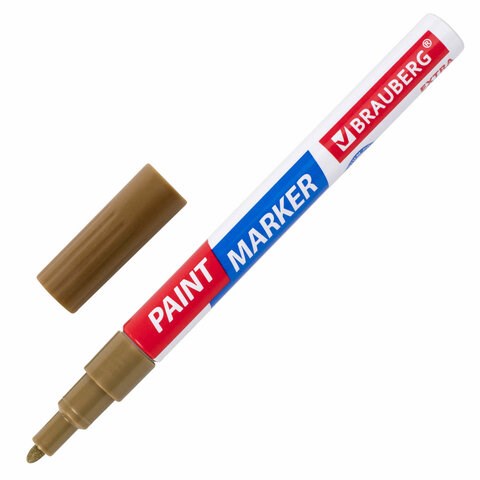 Маркер-краска лаковый EXTRA (paint marker) 2 мм, СЕРЕБРЯНЫЙ, УСИЛЕННАЯ НИТРО-ОСНОВА, BRAUBERG, 151971 151972