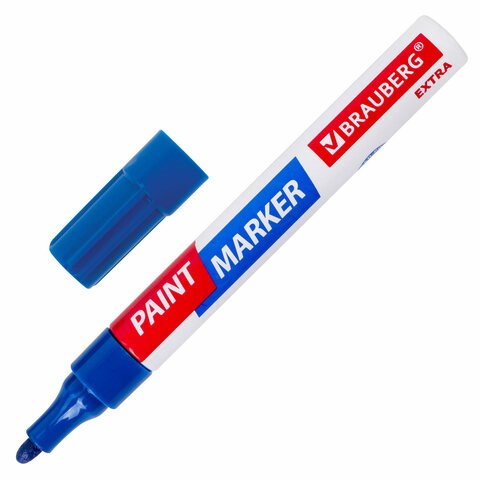 Маркер-краска лаковый EXTRA (paint marker) 4 мм, СИНИЙ, УСИЛЕННАЯ НИТРО-ОСНОВА, BRAUBERG, 151983 151983 - фото 326038
