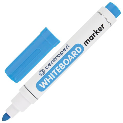 Маркер стираемый для белой доски ГОЛУБОЙ CENTROPEN "Dry-Wipe", круглый наконечник, 2,5 мм, 8559, 5 8559 0167 152018 - фото 326060