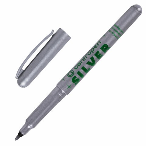 Маркер для декорирования СЕРЕБРЯНЫЙ CENTROPEN, круглый наконечник, 1 мм, 2670, 6 2670 0194 152041 - фото 326063