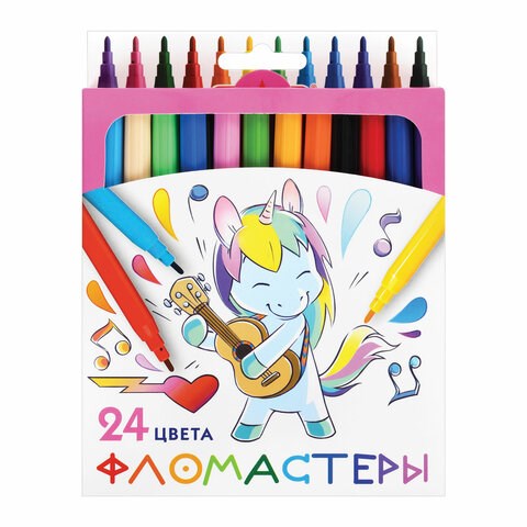 Фломастеры ПИФАГОР ЕДИНОРОГ, 24 цвета, вентилируемый колпачок, 152450 152450 - фото 326171