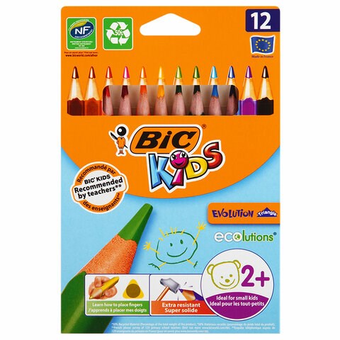 Карандаши цветные утолщенные BIC "Kids Evolution Triangle", 12 цветов, трехгранные, грифель 4 мм, 8297356, 82973511 180344 - фото 326361