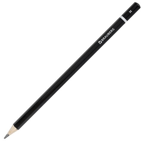 Карандаш чернографитный BRAUBERG, 1 шт., Touch line, Н, корпус черный, заточенный, 180625 180625 - фото 326388