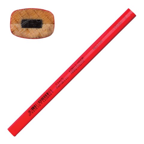 Карандаш столярный KOH-I-NOOR, 1 шт., НВ, грифель 5х2 мм, корпус красный, 153600200177 181004 - фото 326420
