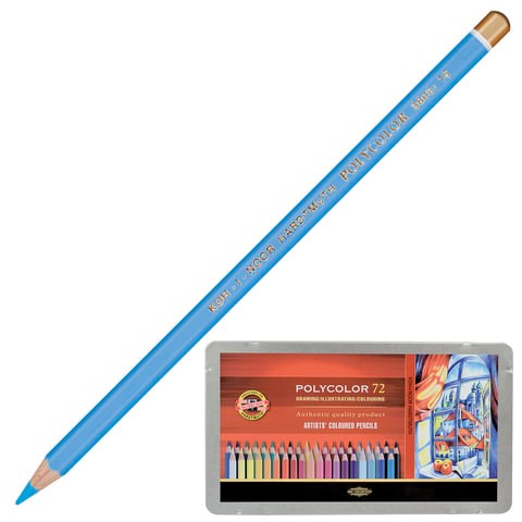 Карандаши цветные художественные KOH-I-NOOR "Polycolor", 72 цвета, 3,8 мм, металлическая коробка, 3827072001PL 181028 - фото 326421
