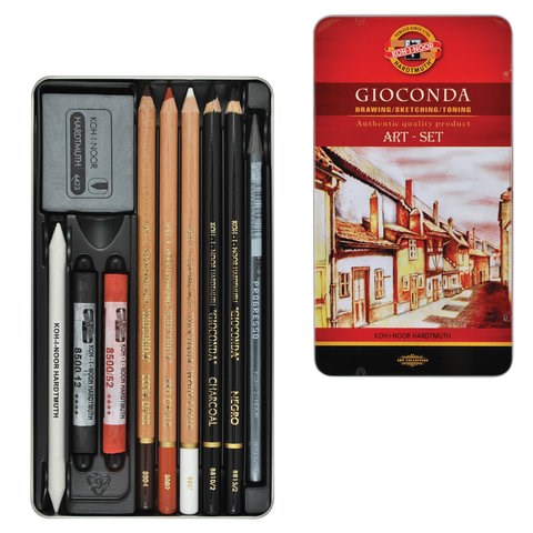 Набор художественный KOH-I-NOOR "Gioconda", 10 предметов, металлическая коробка, 8890000001PL 181050 - фото 326427