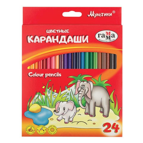 Карандаши цветные ГАММА "Мультики", 24 цвета, трехгранные, натуральное дерево, 290122_24 181471 - фото 326476