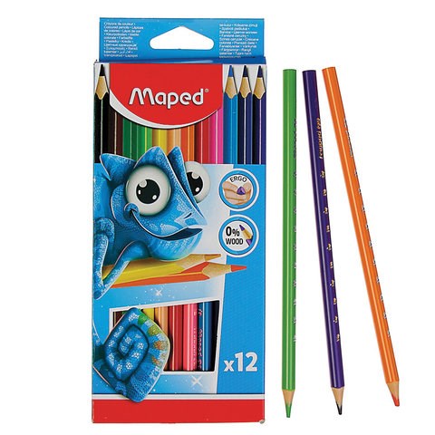 Карандаши цветные MAPED (Франция) "Pulse", 12 цветов, трехгранные, 862702 181599 - фото 326495