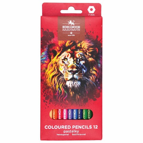 Карандаши цветные KOH-I-NOOR "RED LION" 12 цветов, шестигранные, 2,8 мм, натуральное дерево, 3552/12, 3552012063KS 182080 - фото 326664