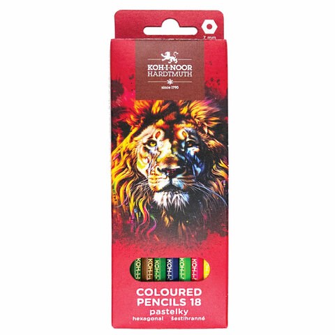 Карандаши цветные KOH-I-NOOR "RED LION" 18 цветов, шестигранные, 2,8 мм, натуральное дерево, 3553/18, 3553018063KS 182081 - фото 326665