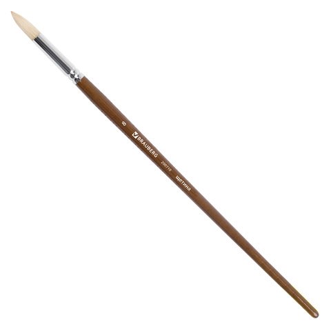 Кисть художественная профессиональная BRAUBERG ART CLASSIC, щетина, круглая, № 8, длинная ручка, 200710 200710 - фото 327263