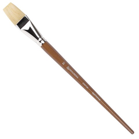 Кисть художественная профессиональная BRAUBERG ART CLASSIC, щетина, плоская, № 30, длинная ручка, 200726 200726 - фото 327273