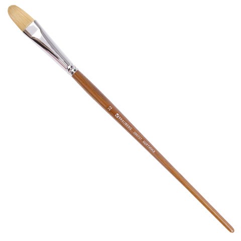 Кисть художественная профессиональная BRAUBERG ART CLASSIC, щетина, овальная, № 22, длинная ручка, 200737 200737 - фото 327279