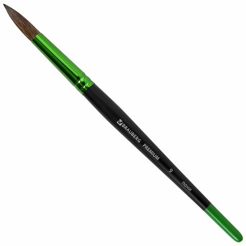 Кисть из ворса пони № 9, BRAUBERG PREMIUM, 200988 200988 - фото 327366
