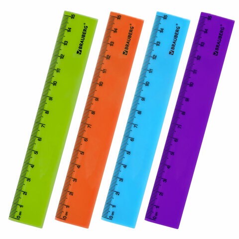 Линейка пластиковая 15 см BRAUBERG NEON, непрозрачная, ассорти, 210750 210750 - фото 327564