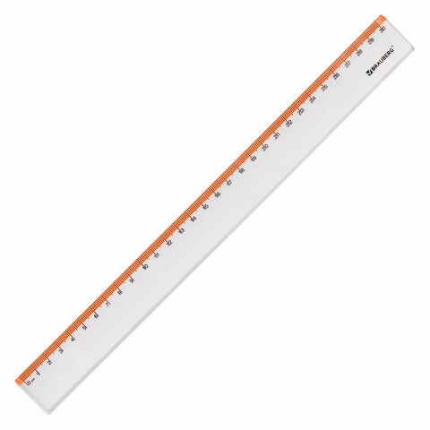 Линейка пластиковая 30 см BRAUBERG "FRESH ZONE", прозрачная, с оранжевой шкалой, 210759 210759 - фото 327573