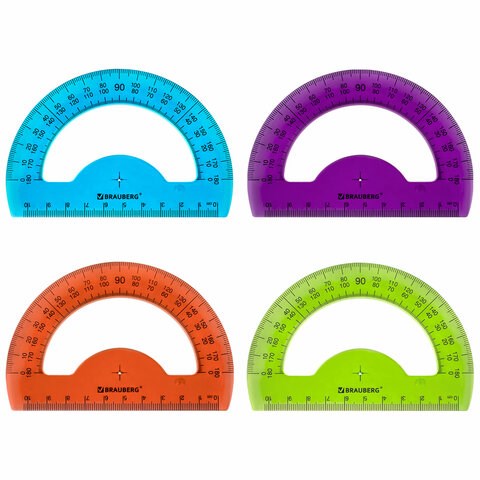 Транспортир 10 см BRAUBERG "FRUITY", 180 градусов, пластик, тонированный, ассорти, 210768 210768 - фото 327581