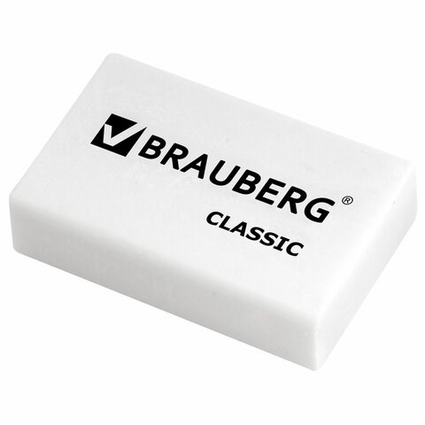 Ластик BRAUBERG "Classic", 26х17х7 мм, белый, прямоугольный, 221033 221033 - фото 327686