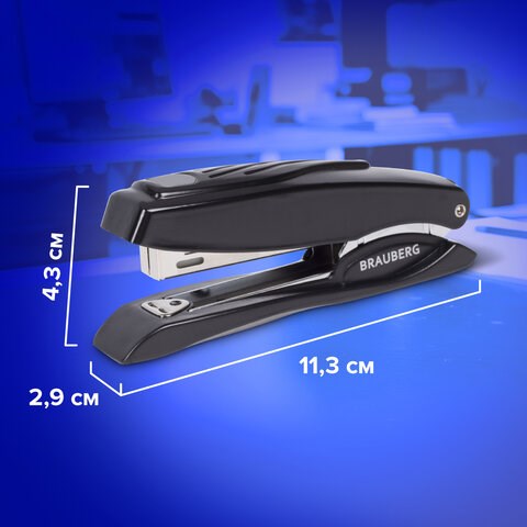 Степлер №10 металлический BRAUBERG "ST-200M", до 16 листов, с резиновой накладкой и антистеплером, черный, 224344 224344 - фото 327985