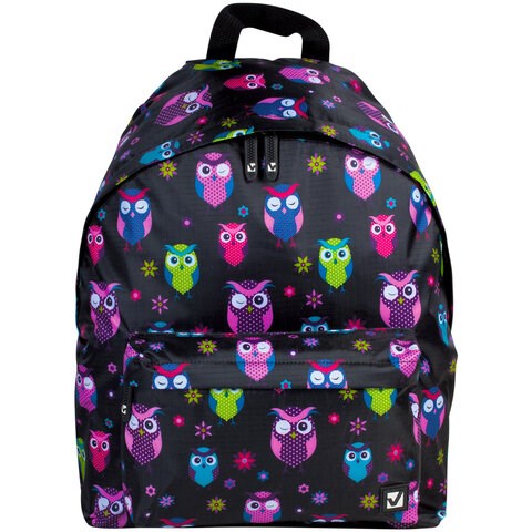 Рюкзак BRAUBERG СИТИ-ФОРМАТ универсальный, "Owls", черный, 41х32х14 см, 225361 225361 - фото 328108
