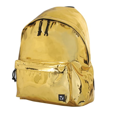 Рюкзак BRAUBERG GLOSSY универсальный, блестящий, светло-золотой, 41х32х14 см, 227094 227094 - фото 328269