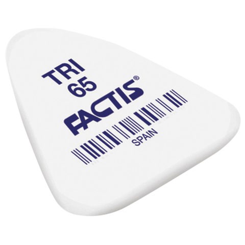 Ластик FACTIS TRI 65 (Испания), треугольная, 36х33х6 мм, мягкая, синтетический каучук, 227991 - фото 328391