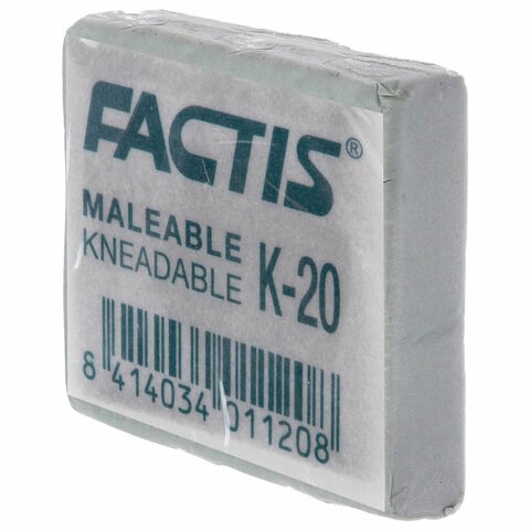 Ластик-клячка художественный FACTIS K 20 (Испания), 37х29х10 мм, супермягкий, серый, CCFK20 228017 - фото 328398