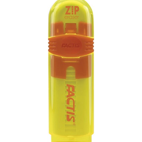 Ластик выдвижной FACTIS ZIP (Испания), 80x10x10 мм, белый, пластиковый корпус ассорти, PTF1030 228023 - фото 328399