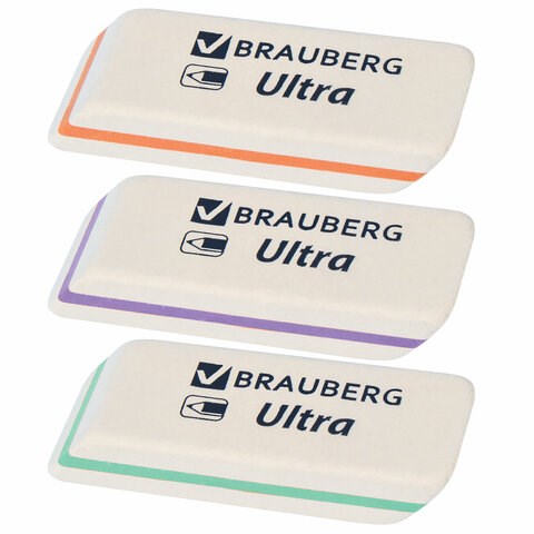 Ластик BRAUBERG "Ultra", 50х14х8 мм, белый, детали ассорти, натуральный каучук, 228704 228704 - фото 328510