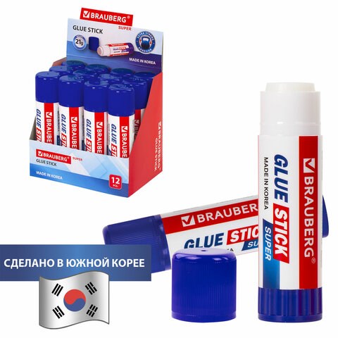 Клей-карандаш BRAUBERG SUPER, 21 г, ЮЖНАЯ КОРЕЯ, 229542 229542 - фото 328637