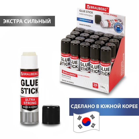 Клей-карандаш BRAUBERG ULTRA STRONG, УСИЛЕННАЯ ФОРМУЛА, 15 г, ЮЖНАЯ КОРЕЯ, 229545 229545 - фото 328640