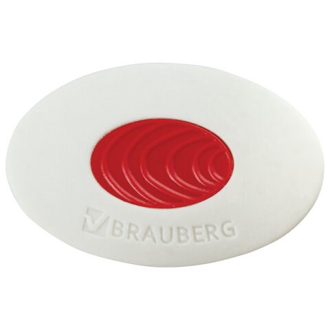 Ластик BRAUBERG Oval PRO, 40х26х8 мм, овальный, красный пластиковый держатель, 229560 229560 - фото 328651