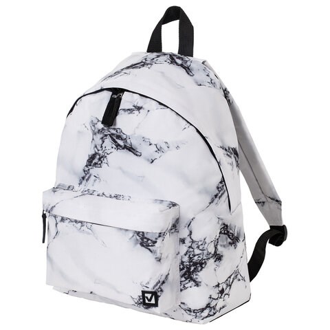 Рюкзак BRAUBERG СИТИ-ФОРМАТ универсальный, "White marble", бело-черный, 41х32х14 см, 229886 229886 - фото 328730