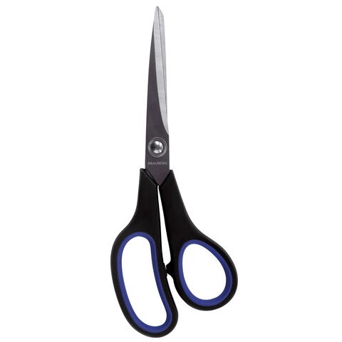 Ножницы BRAUBERG Soft Grip, 216 мм, черно-синие, резиновые вставки, 3-х сторонняя заточка, 230763 230763 - фото 328769